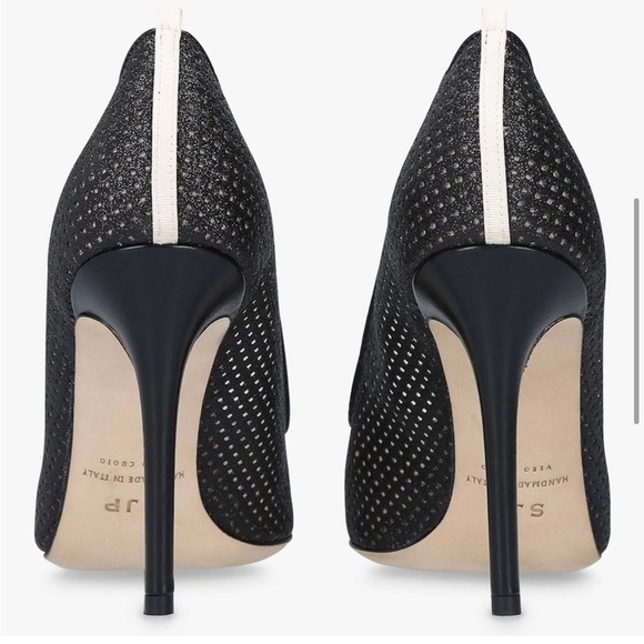 SJP by Sarah Jessica Parker Fishnet Fawn Pumps Shimmer Mesh Pointy Toe Heel 39.5 - Picture 5 of 14